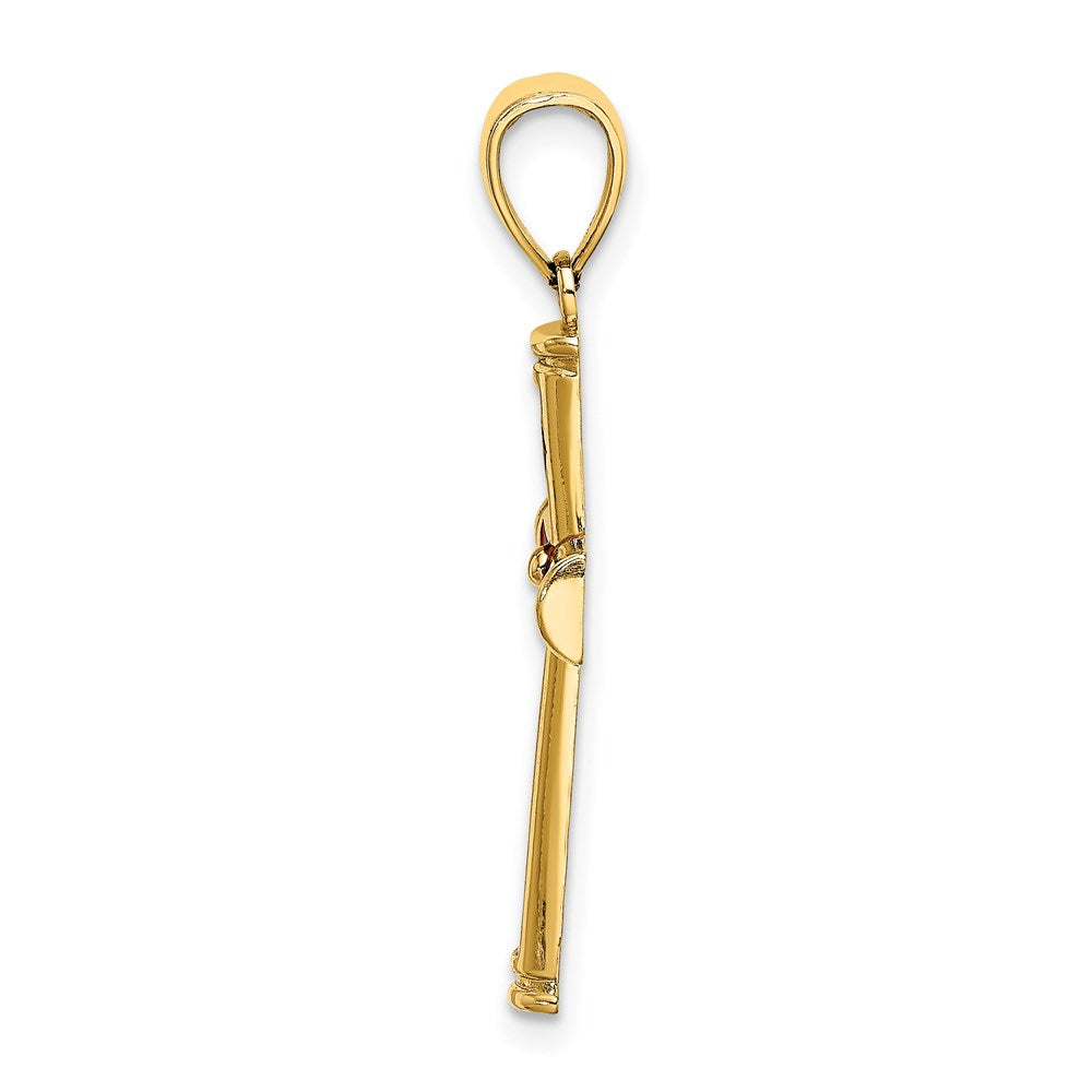 14K Gelbgold Rot Emailliert Kreuz Charm