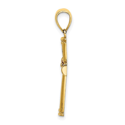 14K Gelbgold Rot Emailliert Kreuz Charm