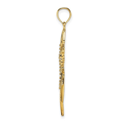 14K Gelbgold Kreuz-Charm mit blauer und roter Emaillierung
