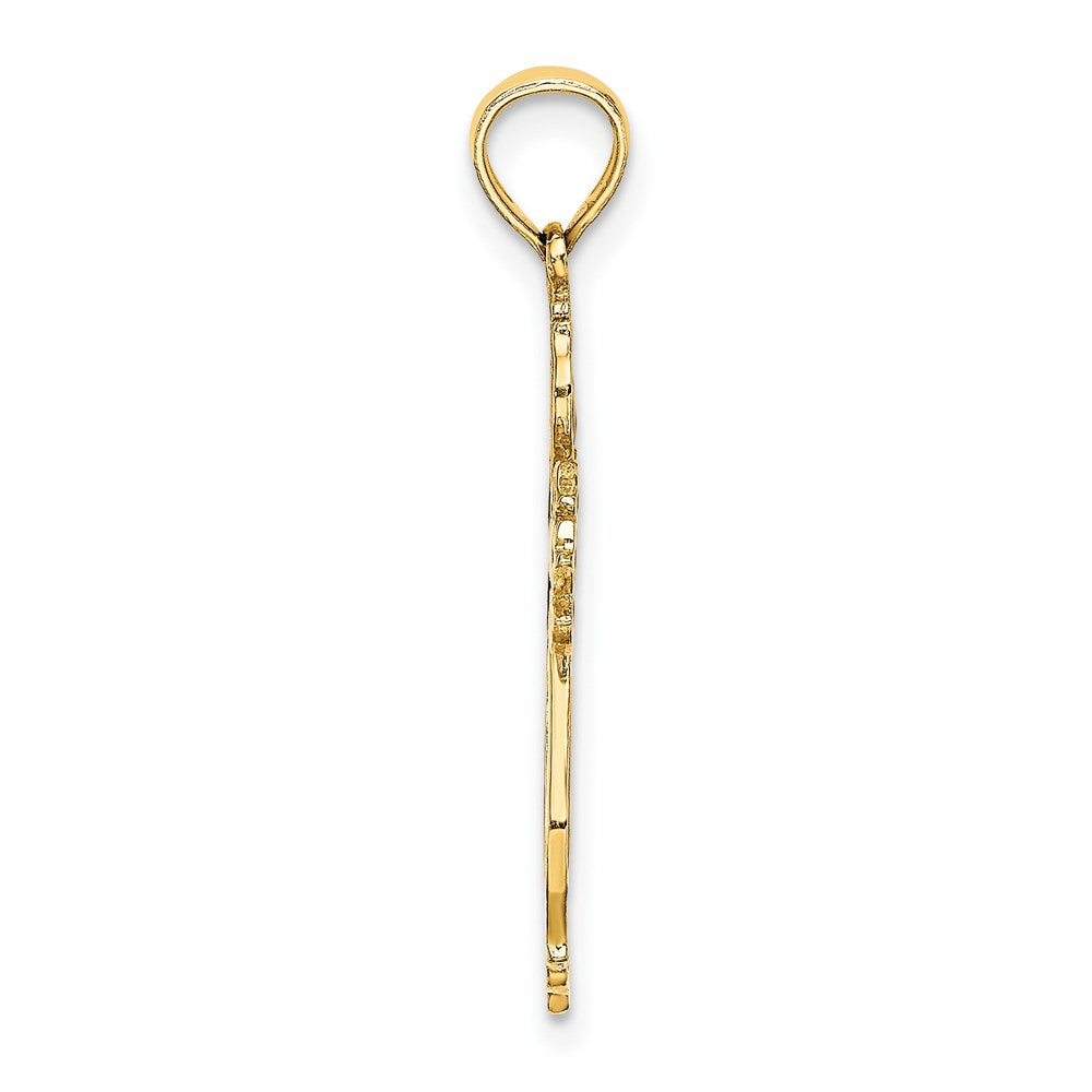 14K Gelbgold mit Blau und Rot Emailliert Kreuz Charm