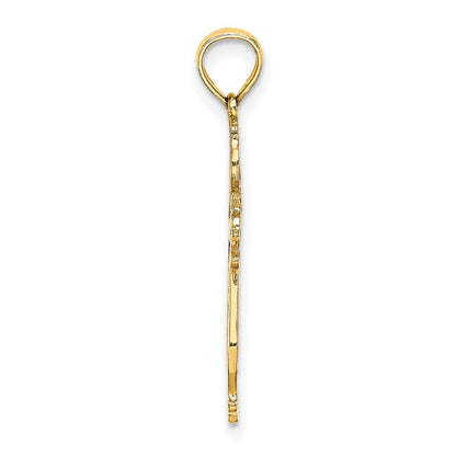 14K Gelbgold mit Blau und Rot Emailliert Kreuz Charm