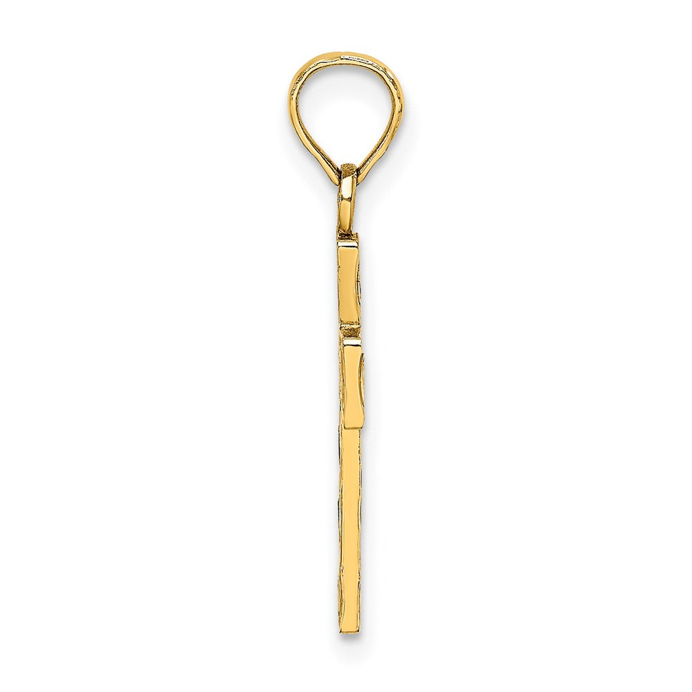 14K Gelbgold Emailliert mit Blume Kreuz Charm