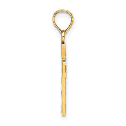 14K Gelbgold Emailliert mit Blume Kreuz Charm