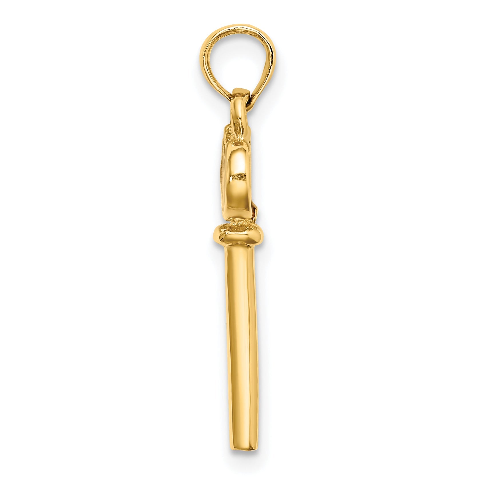 14K Gelbgold Poliert 3d Emailliert Herz Key Charm