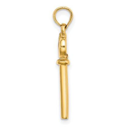 14K Gelbgold Poliert 3d Emailliert Herz Key Charm