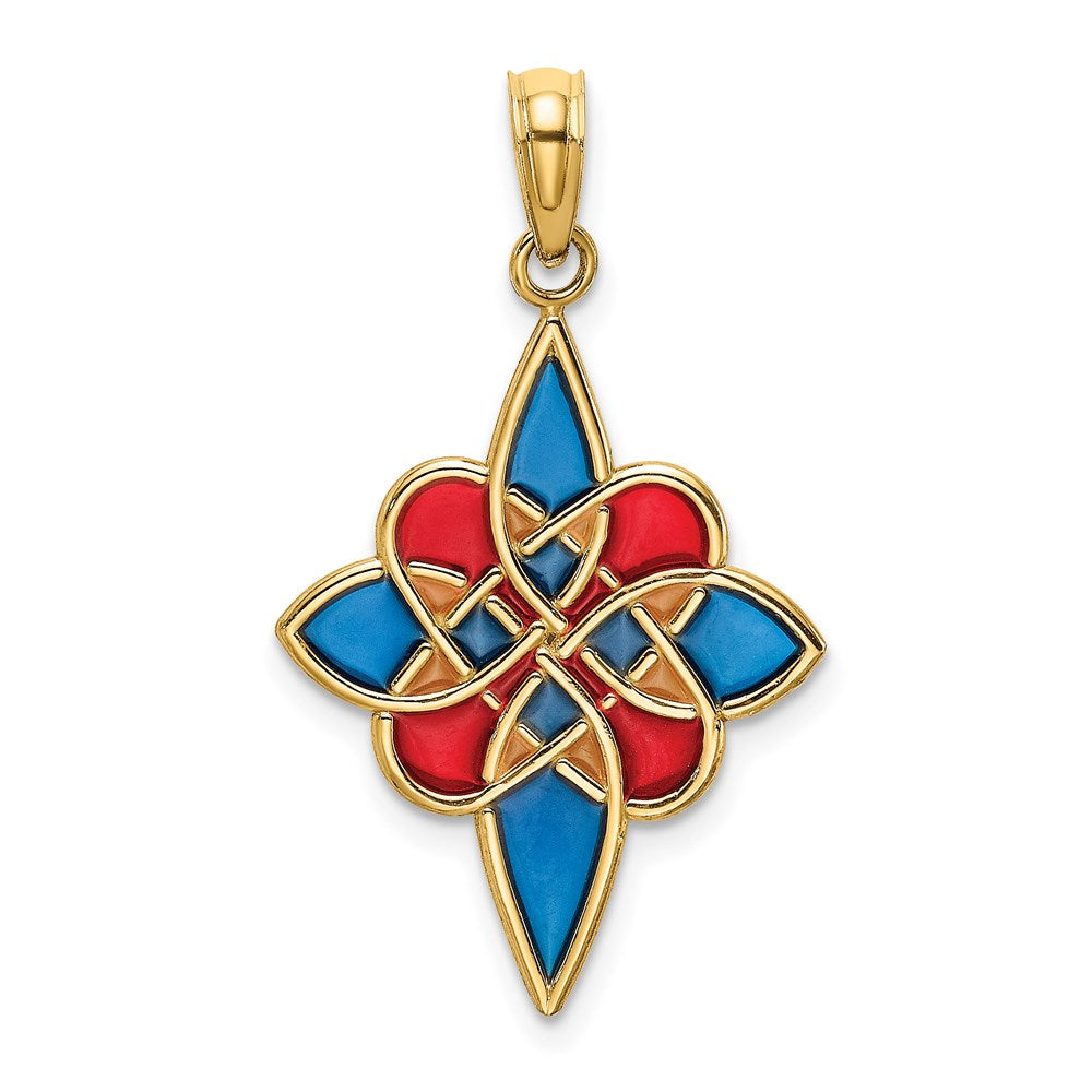 14K Gelbgold Emailliert Keltisch Knoten Charm