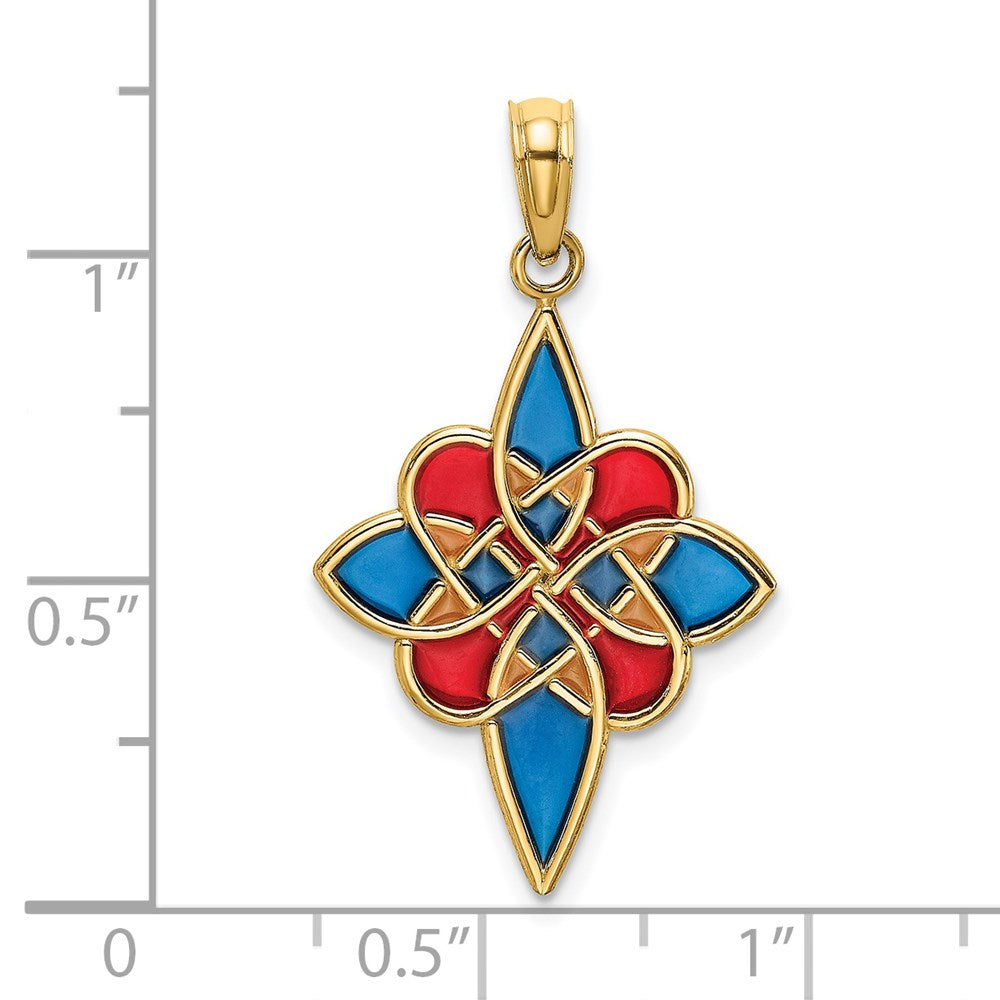 14K Gelbgold Emailliert Keltisch Knoten Charm
