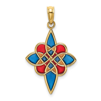 14K Gelbgold Emailliert Keltisch Knoten Charm