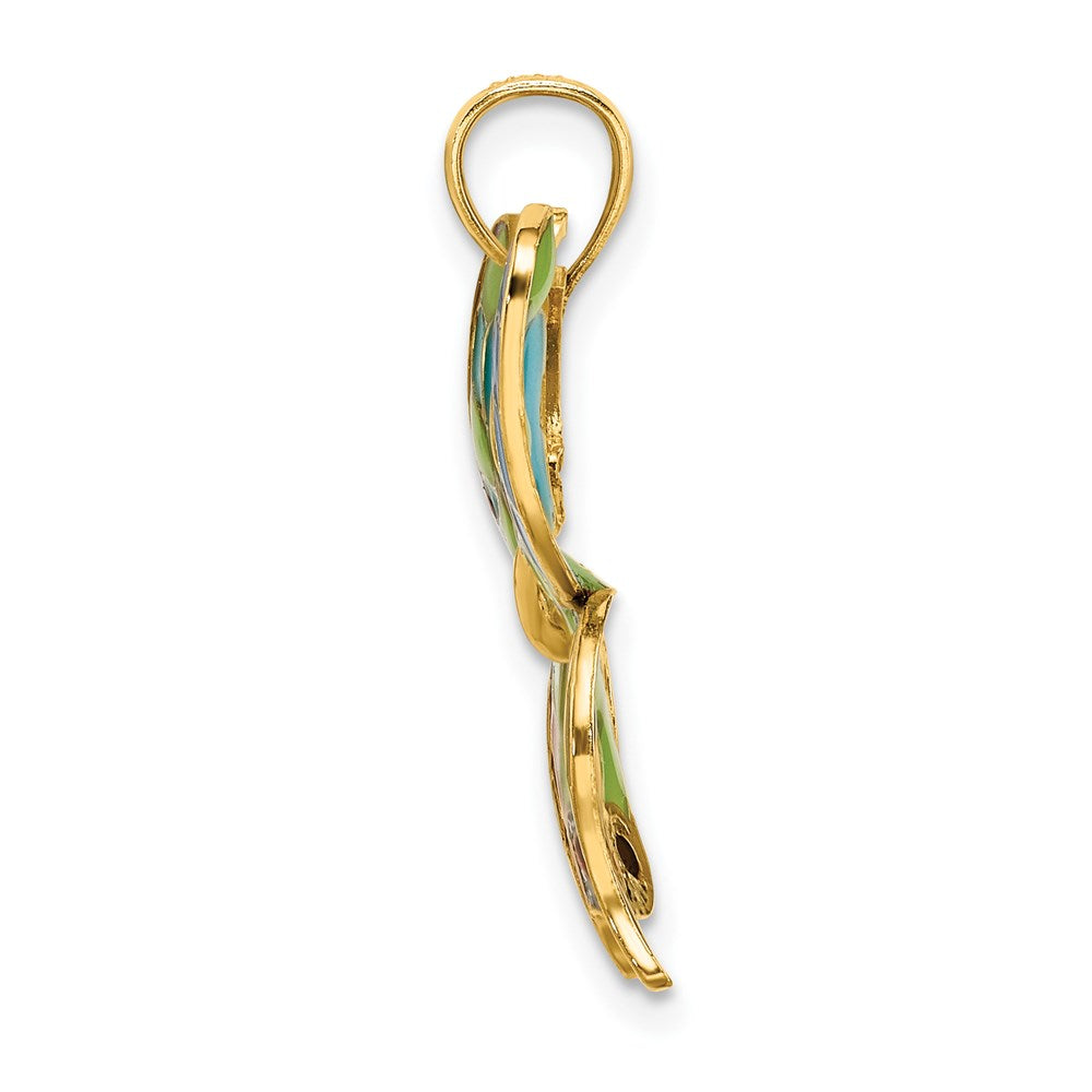 14K Gelbgold Schmetterlings-Anhänger, emailliert