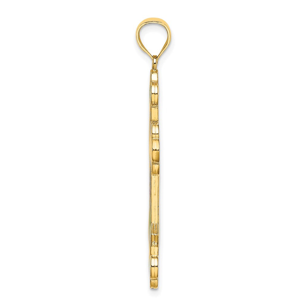 14K Gelbgold Kreuz-Charm mit mehrfarbiger Emaillierung