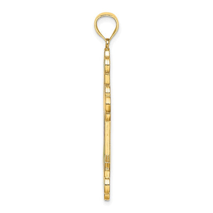 14K Gelbgold Kreuz-Charm mit mehrfarbiger Emaillierung