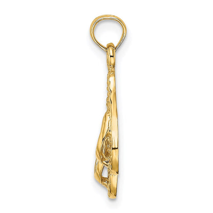 14K Gelbgold 3d Key West Doppelt Flip Flop Charm