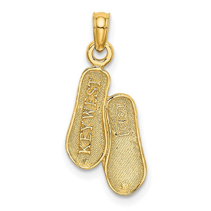 14K Gelbgold 3d Key West Doppelt Flip Flop Charm