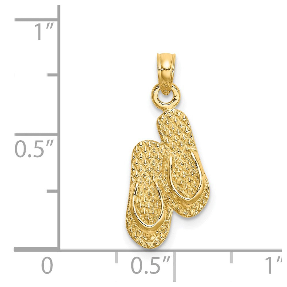 14K Gelbgold 3d Key West Doppelt Flip Flop Charm