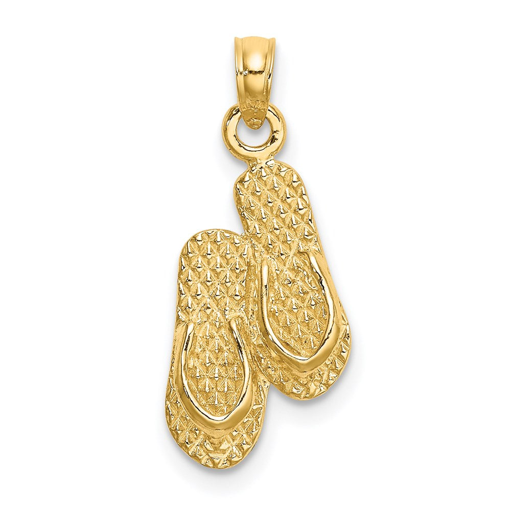 14K Gelbgold 3d Key West Doppelt Flip Flop Charm