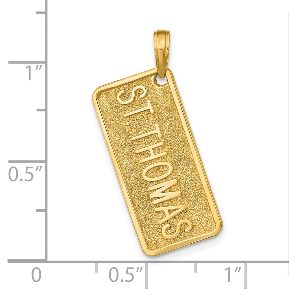 14 Karat Gelbgold Nummernschild-Anhänger „ST. THOMAS“