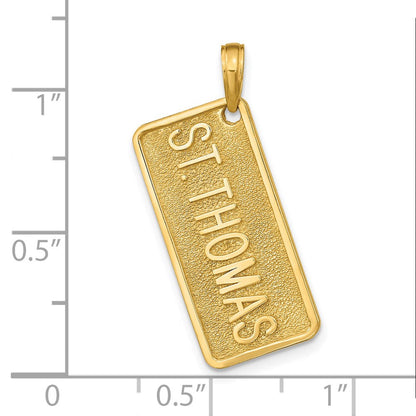 14 Karat Gelbgold Nummernschild-Anhänger „ST. THOMAS“