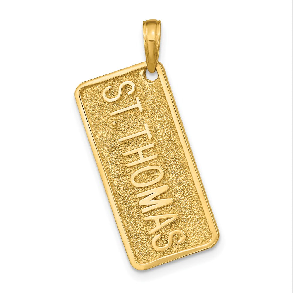 14 Karat Gelbgold Nummernschild-Anhänger „ST. THOMAS“