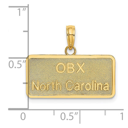 14K Gelbgold OBX NORTH CAROLINA Nummernschild-Charm