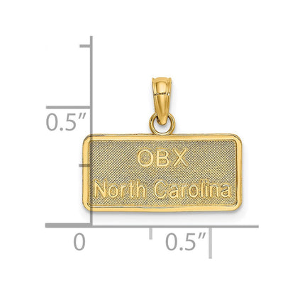 14K Gelbgold OBX NORTH CAROLINA Nummernschild-Charm