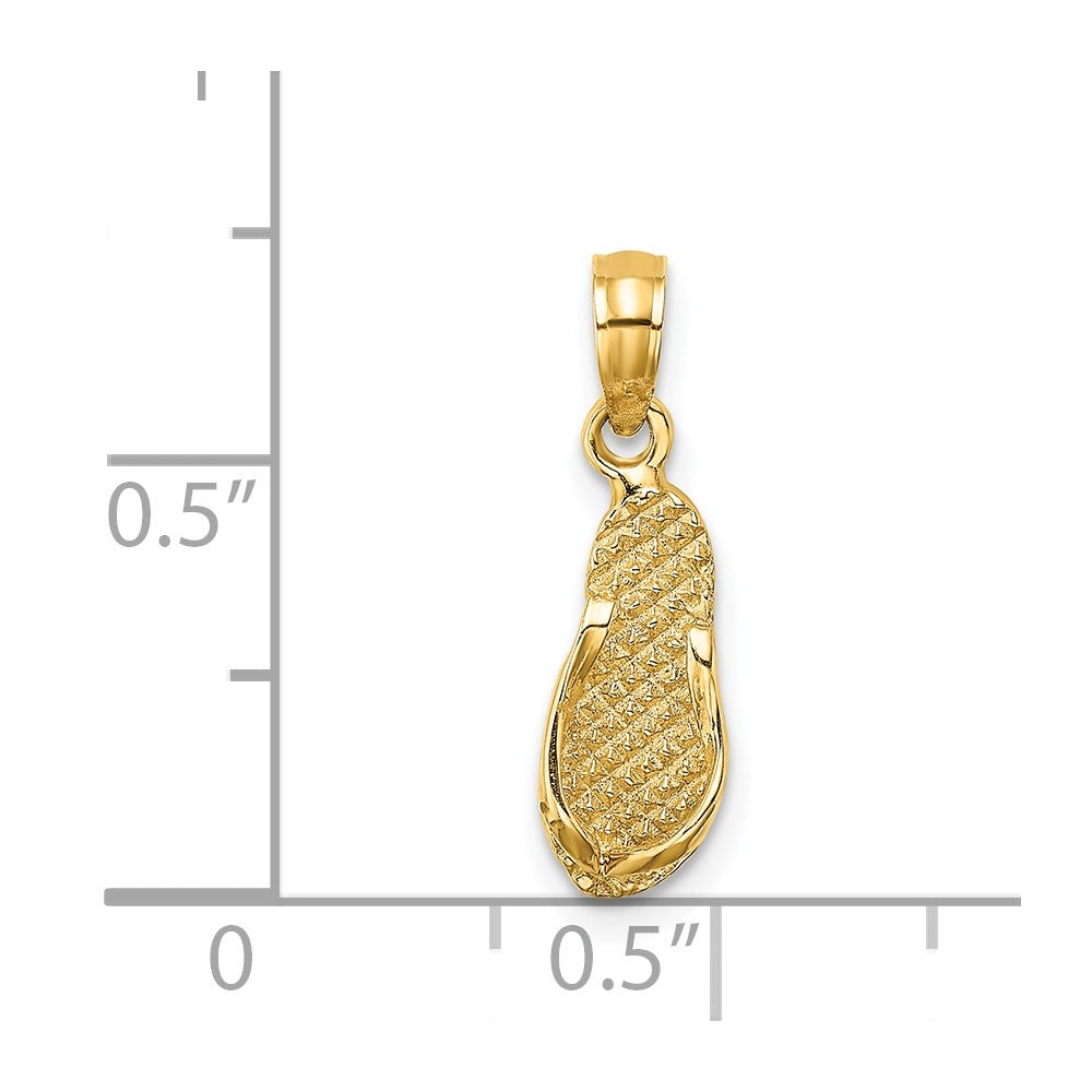 14K Gelbgold 3d Key West Flip Flop Charm