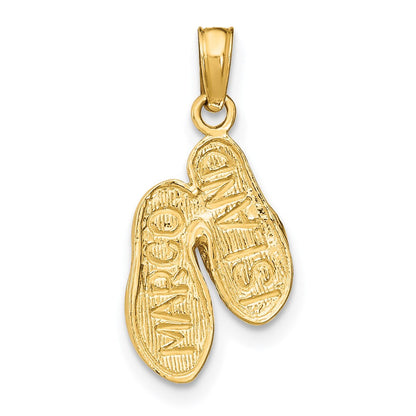 14K Gelbgold Marco Island Wendbar Flip Flops Anhänger