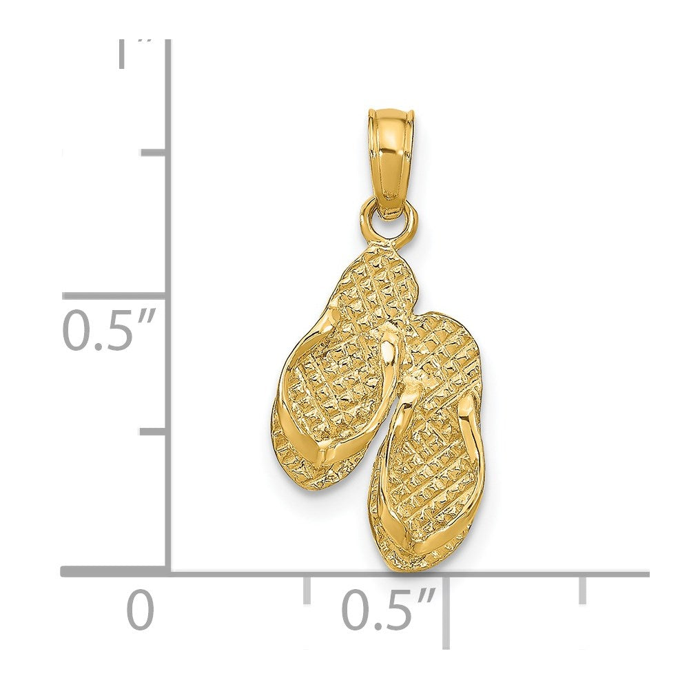 14K Gelbgold Marco Island Wendbar Flip Flops Anhänger