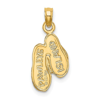 14K Gelbgold 3d Pawleys Island Doppelt Flip-flop Charm