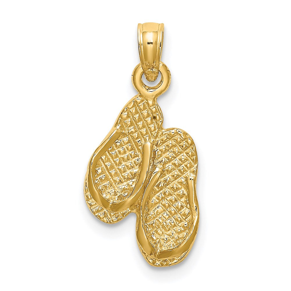 14K Gelbgold 3d Pawleys Island Doppelt Flip-flop Charm