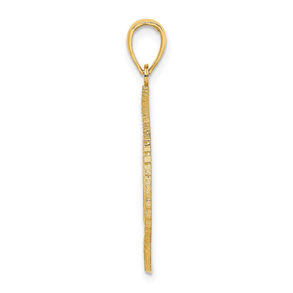 14K Gelbgold BAHAMAS-Wappen-Charm in strukturiertem Rahmen