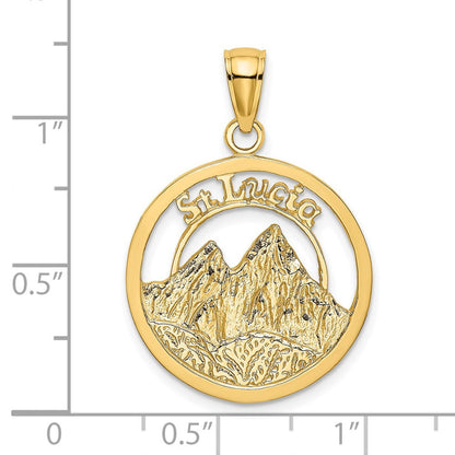 14K Gelbgold ST. LUCIA Twin Pitons Charm-Anhänger