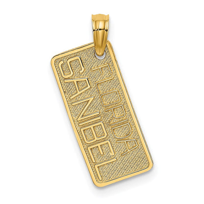 14K Gelbgold Strukturiert Klein Florida Sanibel License Platte