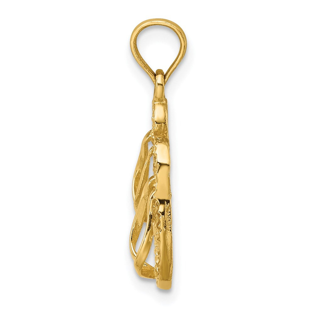14K Gelbgold 3d Strukturiert Cape May Flip-flop Charm