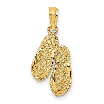 14K Gelbgold 3d Strukturiert Cape May Flip-flop Charm