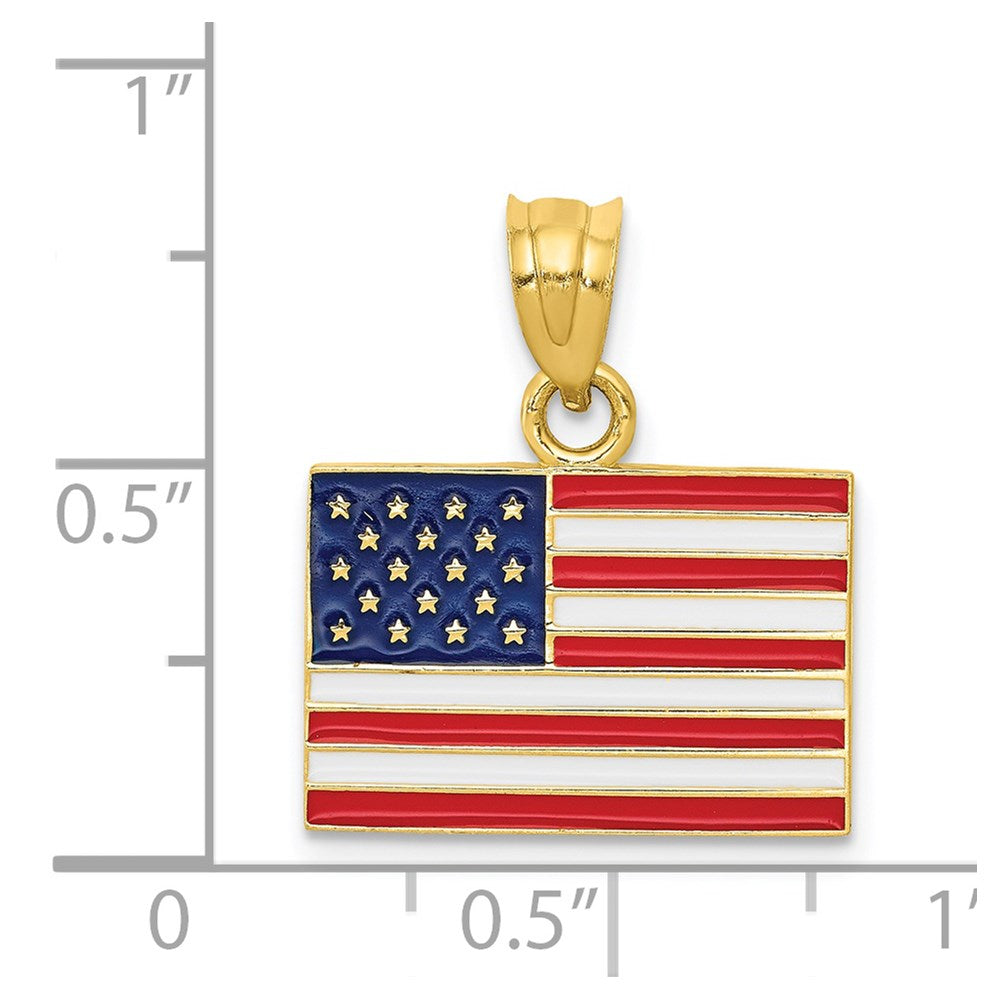 Emaillierter Anhänger „US-Flagge“ aus 14K Gelbgold