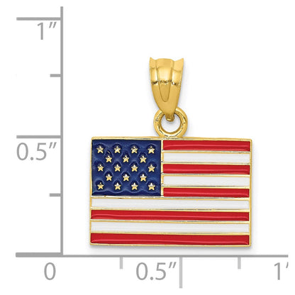 Emaillierter Anhänger „US-Flagge“ aus 14K Gelbgold