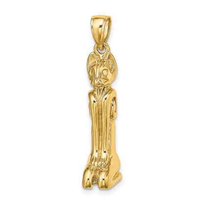 14 Karat Gelbgold 3D-polierter MARCO ISLAND Katzen-Charm