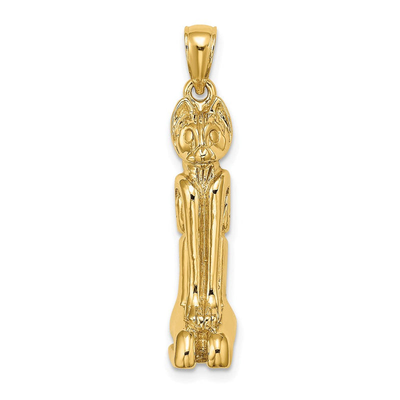 14 Karat Gelbgold 3D-polierter MARCO ISLAND Katzen-Charm