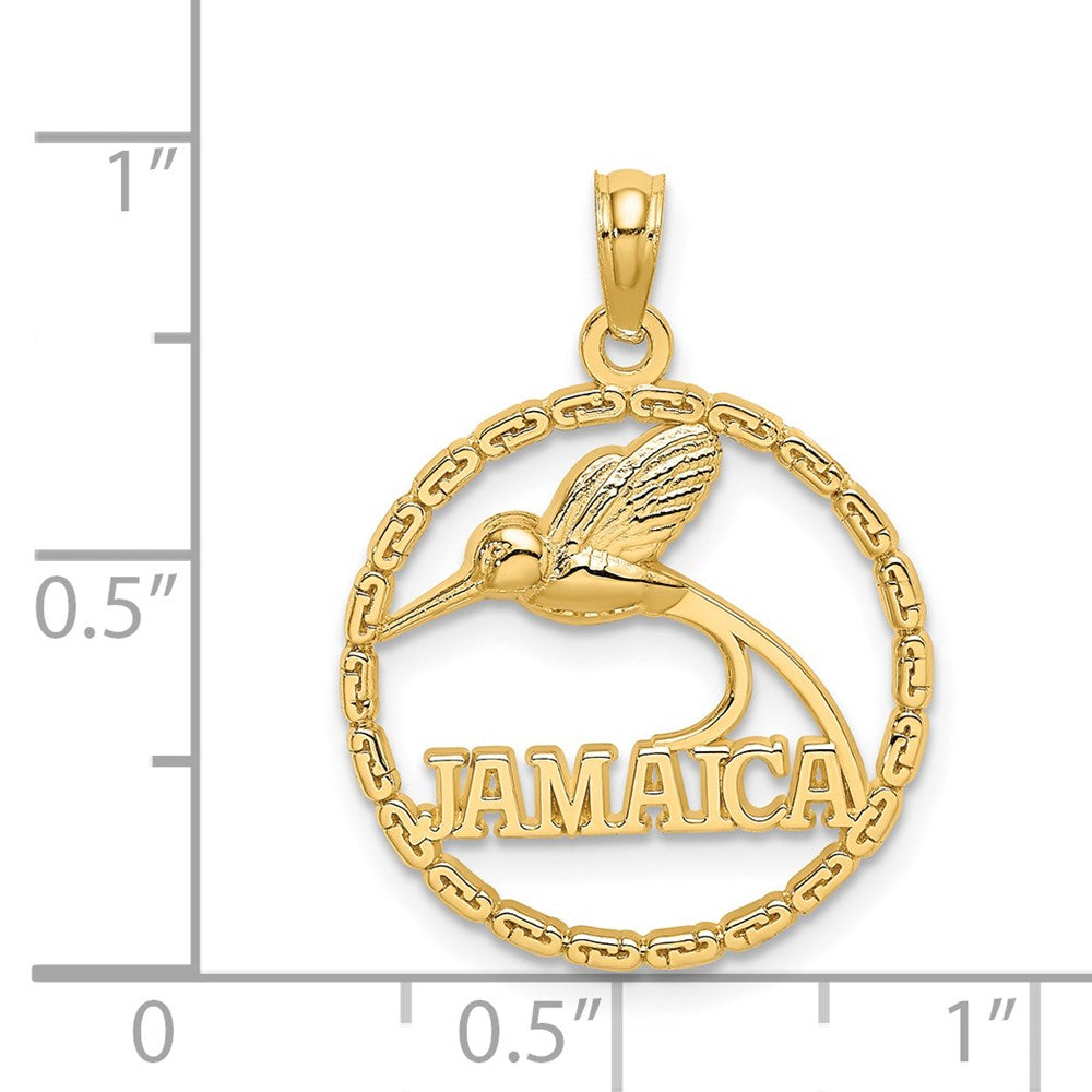14K Gelbgold JAMAICA-Charm mit Vogel im Kreis