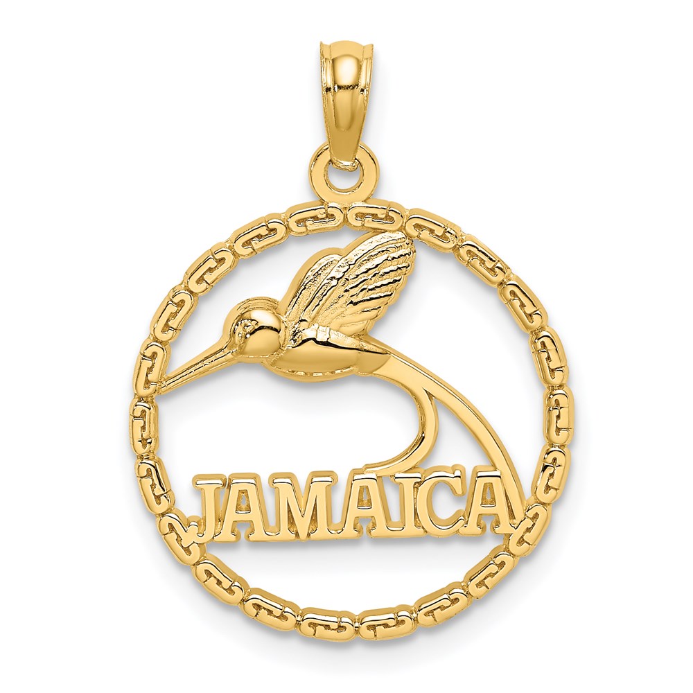 14K Gelbgold JAMAICA-Charm mit Vogel im Kreis