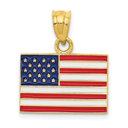 Emaillierter Anhänger „US-Flagge“ aus 14K Gelbgold