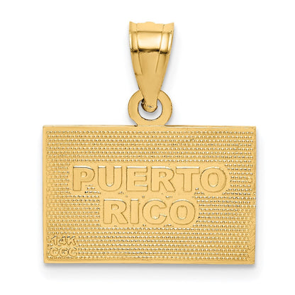 14K Gelbgold massiver emaillierter Anhänger Flagge von Puerto Rico