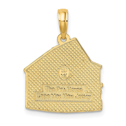 14K Gelbgold Charm "The PINK HOUSE - CAPE MAY NJ
