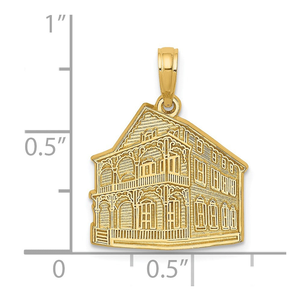 14K Gelbgold Charm "The PINK HOUSE - CAPE MAY NJ
