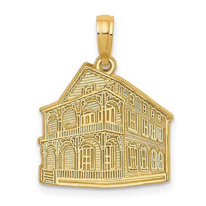 14K Gelbgold Charm "The PINK HOUSE - CAPE MAY NJ
