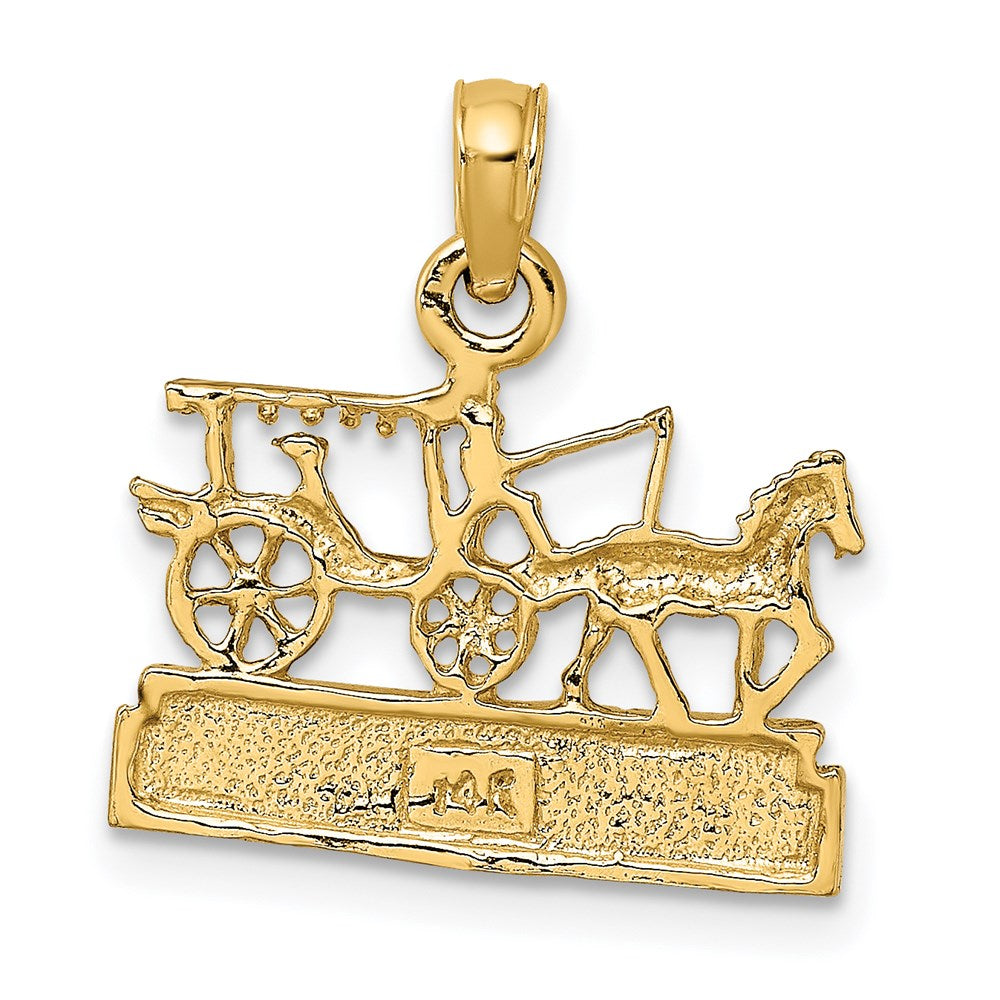 14K Gelbgold CHARLESTON Pferd-und-Wagen-Charm