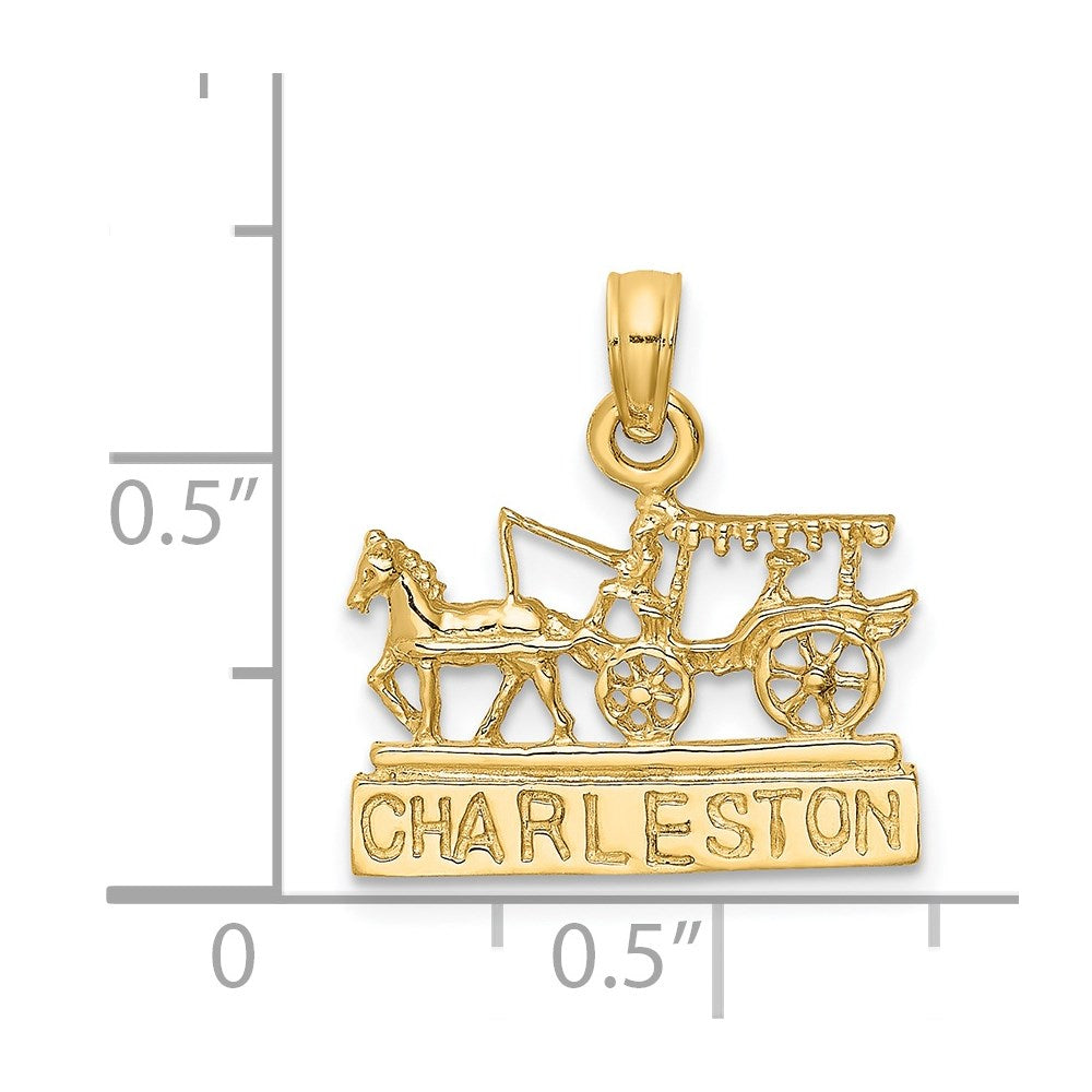 14K Gelbgold CHARLESTON Pferd-und-Wagen-Charm