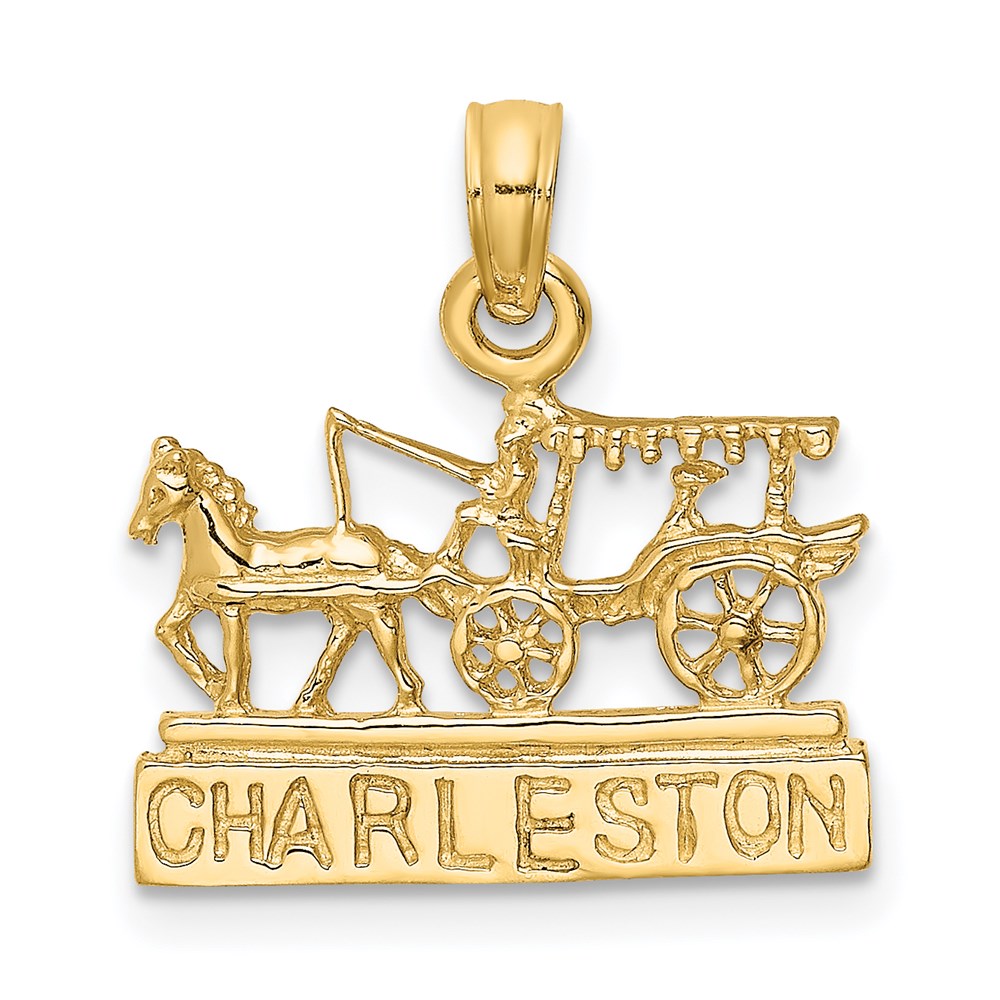 14K Gelbgold CHARLESTON Pferd-und-Wagen-Charm