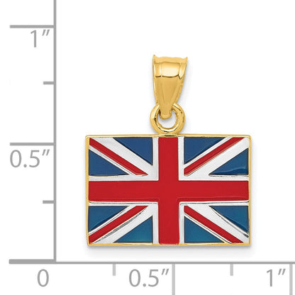 14K Gelb- und Rhodiumgold Anhänger „Flagge des Vereinigten Königreichs“, massiv, emailliert, mit Rhodium