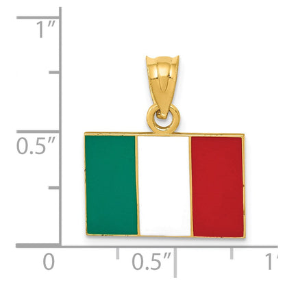 14K Gelbgold Anhänger, massiv, emailliert, Italien-Flagge